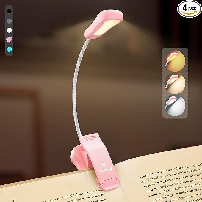 Vekkia Rechargeable Book Light for Reading in Bed, 3 Color x 3 Brightness, Lightweight Reading Li... | Amazon (US)