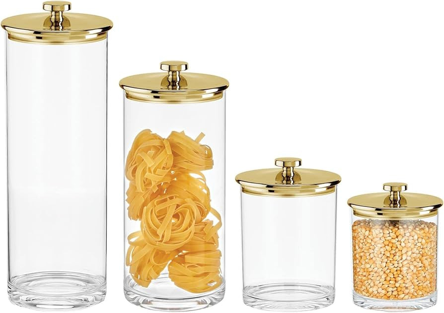 mDesign Airtight Apothecary Storage Organizer Canister Jars - Acrylic Containers for Kitchen, Org... | Amazon (US)