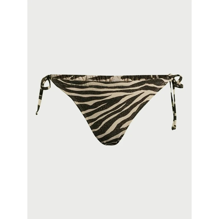 No Boundaries Juniors' Printed Lurex Side Tie Bikini Bottoms, Sizes S-XL | Walmart (US)