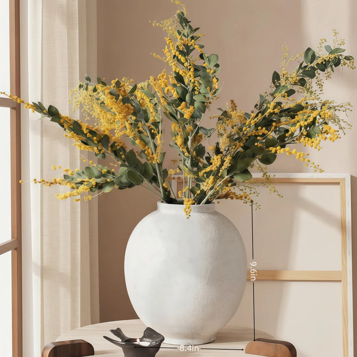 Sandstone White Minimalist Tall Vase, 9.8 Inches, Rustic Style, Versatile For Living Room/Dining ... | Wayfair North America