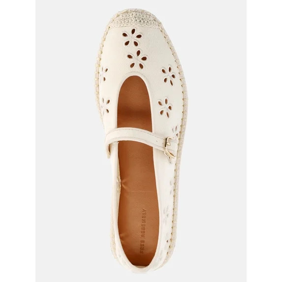 Free Assembly Women's Floral Cut Out Mary Jane Espadrilles | Walmart (US)