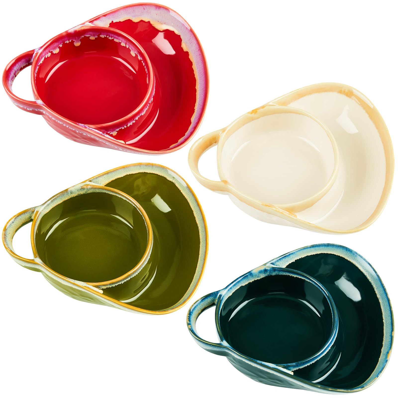 4 Pcs 24 oz Chip and Dip Bowl Soup and Side with Handle Serving Bowl Ceramic Soup and Sandwich Pl... | Amazon (US)
