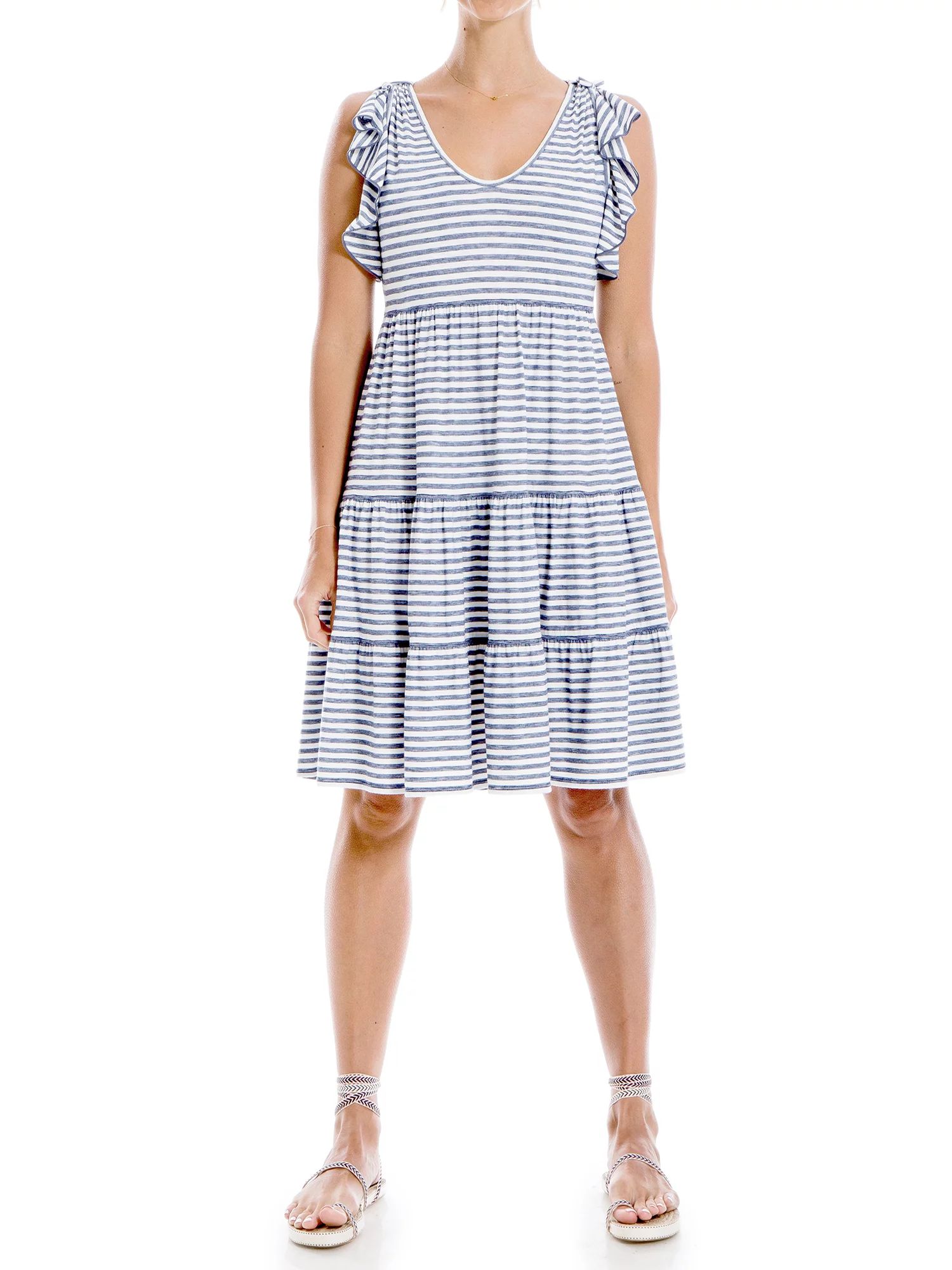 Max Studio Women's Short Sleeve Fit N Flare Jersey Dress - Walmart.com | Walmart (US)