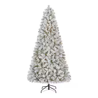 6.5 ft. Festive Mixed Pine Flocked LED Pre-Lit Artificial Christmas Tree T11 | The Home Depot