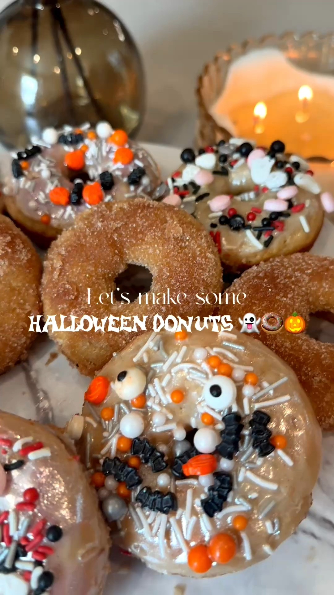 Giving our favorite homemade donut recipe a Halloween twist 🍩🎃 My kiddos love these donuts and I love making them ❤️I make some with cinnamon sugar too which is total fall vibes 🍁 Recipe details are below! 

Donuts
• 1/2 cup of plain Greek yogurt 
• 1/2 cup of milk 
• 1/4 cup of unsalted butter (melted and cooled)
• 1 egg (lightly beaten)
• 1 teaspoon of vanilla extract 
• 1 1/2 cups of all purpose flour 
• 1/3 cup of sugar 
• 1 teaspoon of cinnamon 
• 1 teaspoon of baking powder 
• 1/2 teaspoon of baking soda 
• 1/4 teaspoon of salt 
Glaze 
• 1 cup of powdered sugar 
• 4-5 tsp of milk
• 1/2 tsp of vanilla extract 

(Topping option) 
Cinnamon Sugar Topping 
• 1/4 cup of sugar
• 1/2 teaspoon of cinnamon 
• 2 tablespoons of melted butter 

Preheat the oven to 375 degrees F and grease two 6-cup donut pans with nonstick spray.
Add the yogurt, milk, butter, egg, and vanilla to a medium bowl. Whisk to combine well.
Add the flour, sugar, cinnamon, baking powder, baking soda, and salt to the bowl. Whisk to combine into a thick batter.
Use ¼ cup batter in each prepared donut spot.
Bake for 12-14 minutes, or until puffed up, golden brown, and a cake tester or toothpick inserted into the center of a donut comes out clean.
Remove from oven and let cool for a minute or two. Run a knife around the edges to loosen, as needed, then transfer donuts to a wire rack to cool completely.
In a small bowl mix powdered sugar, milk and vanilla and whisk them together. Dip the tops of the donuts to cover with glaze and then add your sprinkles!

Donuts, Target, Homemade donut recipe, kids snacks, kids breakfast, Halloween party recipes, Halloween donuts, cinnamon sugar donuts

#LTKfoodie #LTKmomlife #LTKSeasonal