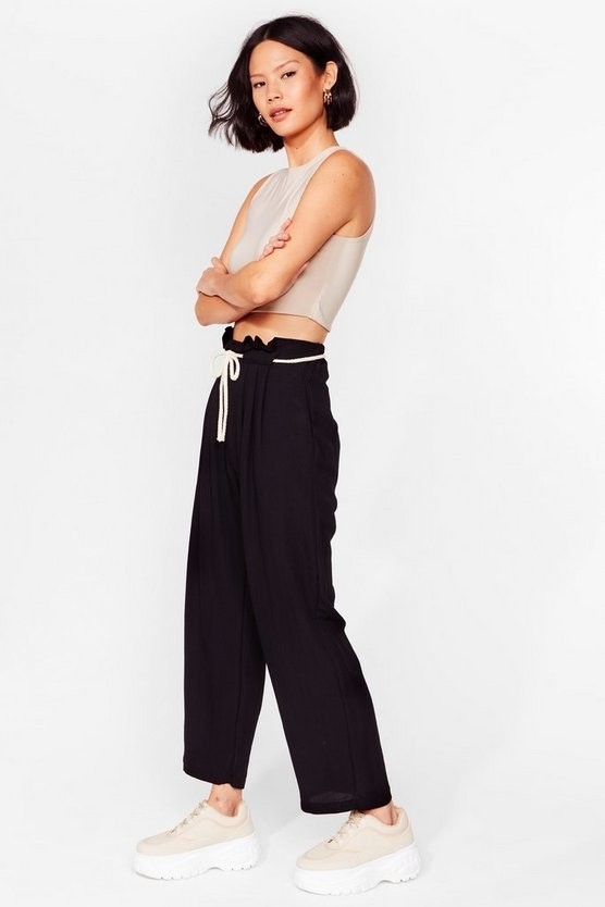 Cropped Drawstring Paperbag Pants | Nasty Gal (US)
