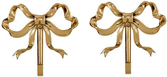 Bow Wall Hooks Brass (2 Pcs) Christmas Wall Decor Gold Hooks Door Hanger Towel Multi-Purpose Hook... | Amazon (US)