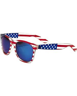 V.W.E. Classic American Patriot Flag Mirror Sunglasses USA - Transparent Frame | Amazon (US)