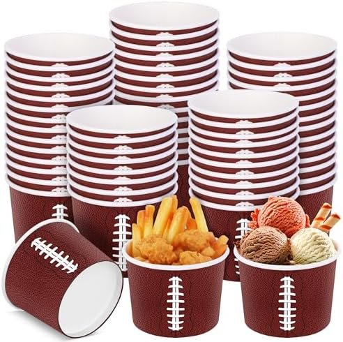 Shojoy 50-Piece Football Snack Bowls - 8oz Disposable Paper Bowls for Tailgate Parties, Family Di... | Amazon (US)