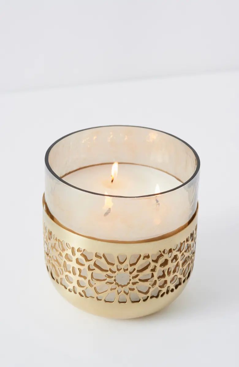 Anthropologie Sparkling Grapefruit Large Laser Cut Floral Candle | Nordstrom