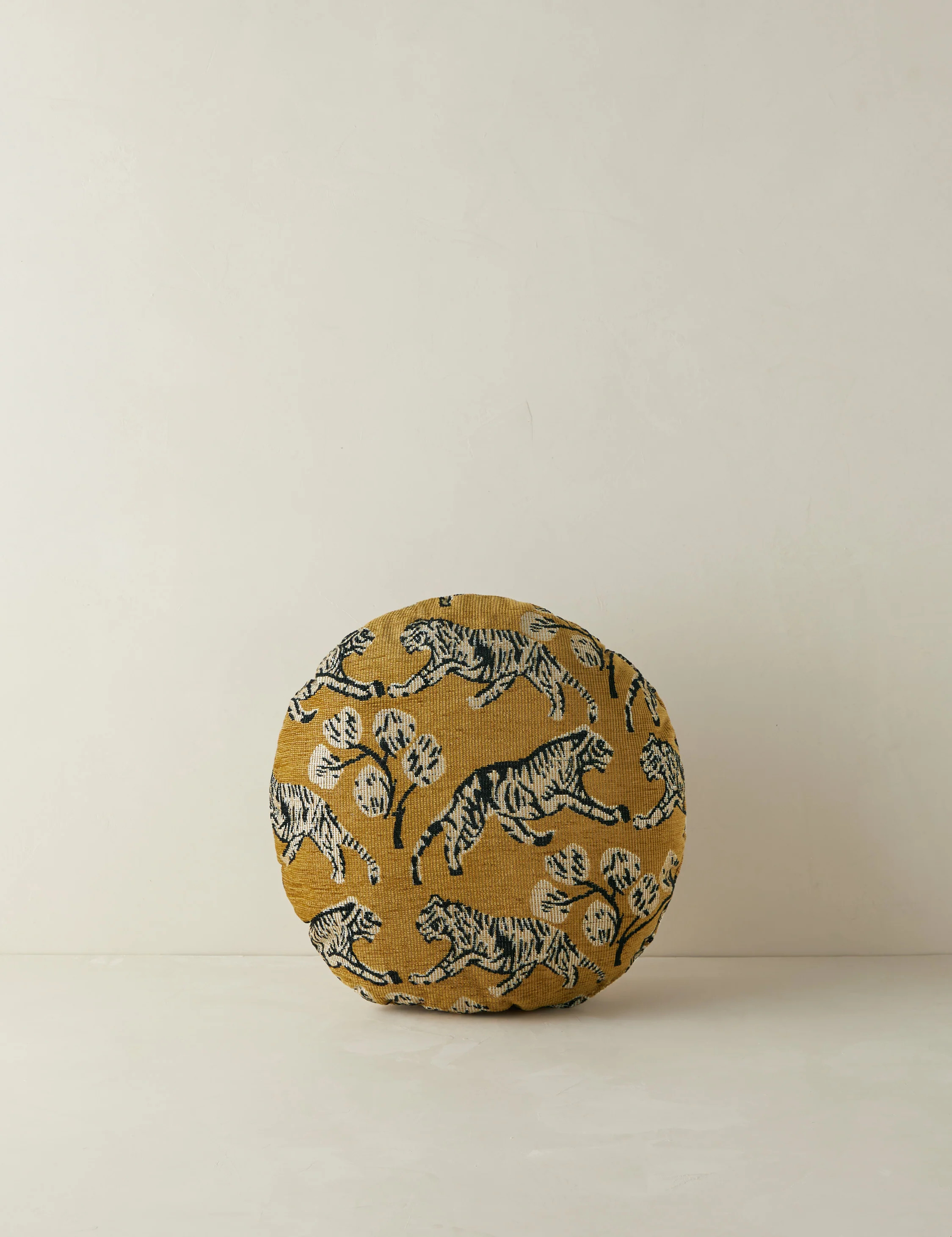 Tiger Jacquard Round Pillow by Sarah Sherman Samuel | Lulu and Georgia 