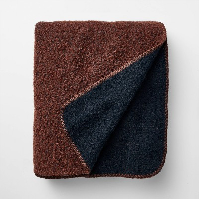 Asymmetric Colorblocked Boucle Throw Burgundy/Navy - Threshold™ designed with Studio McGee | Target