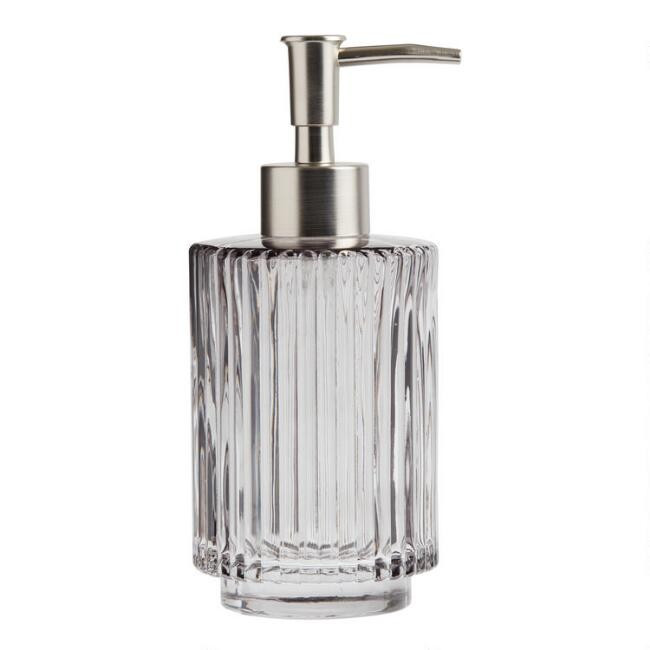 Smoke Gray Glass Fluted Liquid Soap Dispenser | World Market