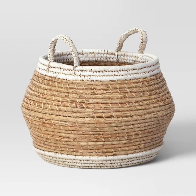 Large Coiled Basket with Raffia and Handles Cream - Threshold™ | Target