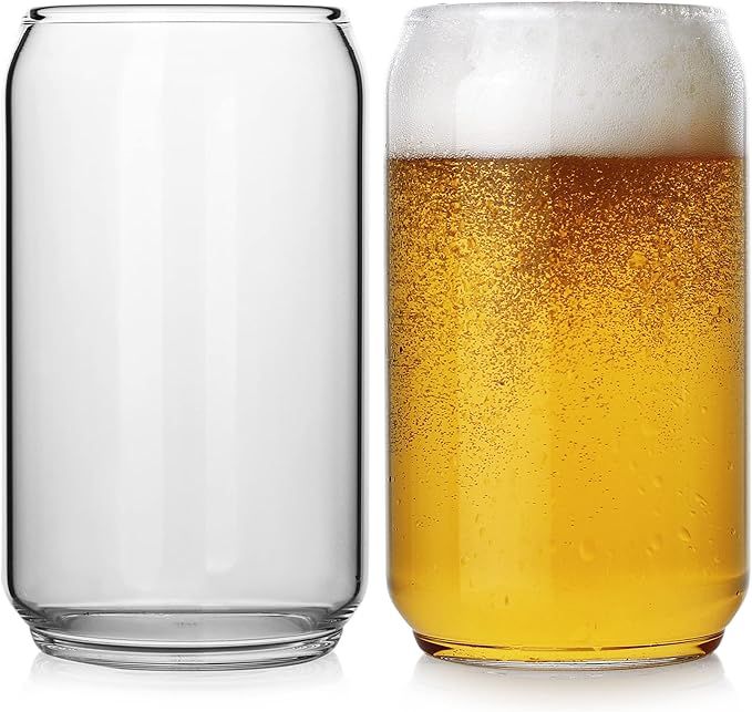 Large Beer glasses,20 oz Can Shaped Beer Glasses Set of 2,Elegant Shaped Drinking Glasses is Idea... | Amazon (US)