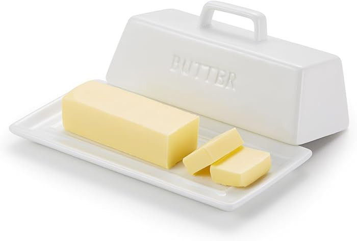 Butter Dish with Lid for Countertop, by Kook, Ceramic Dish Tray with Cover, Kitchen Keeper, Conta... | Amazon (US)