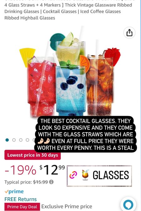 Best cocktail glasses with glass straws - set of four for under $15 🍹

#LTKFind #LTKxPrimeDay #LTKhome