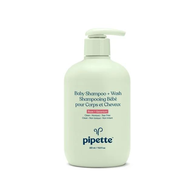 Pipette Baby Shampoo and Body Wash, Hypoallergenic, Tear-Free Bath Time, Rose & Geranium, 11.8 fl... | Walmart (US)