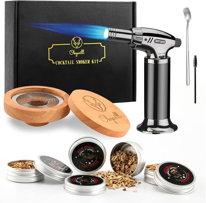 Cocktail Smoker Kit with Torch, OKYWILL Whiskey Bourbon Old Fashioned Smoker Kit with 4 Flavors W... | Amazon (CA)
