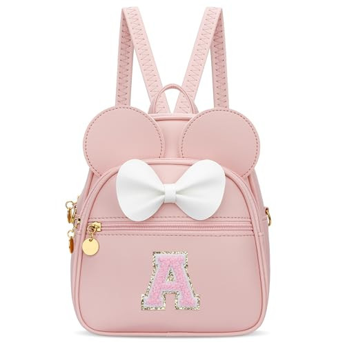 KKXIU Girls Initial Bowknot Cute Mini Backpack for Toddler, Travel Small Girl Backpacks, Personalized Birthday Gifts for Little Girls and Kids(A, Pink) | Amazon (US)