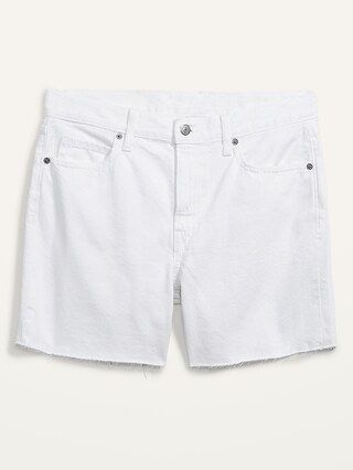 High-Waisted Slouchy White Cut-Off Jean Shorts for Women -- 5-inch inseam | Old Navy (US)