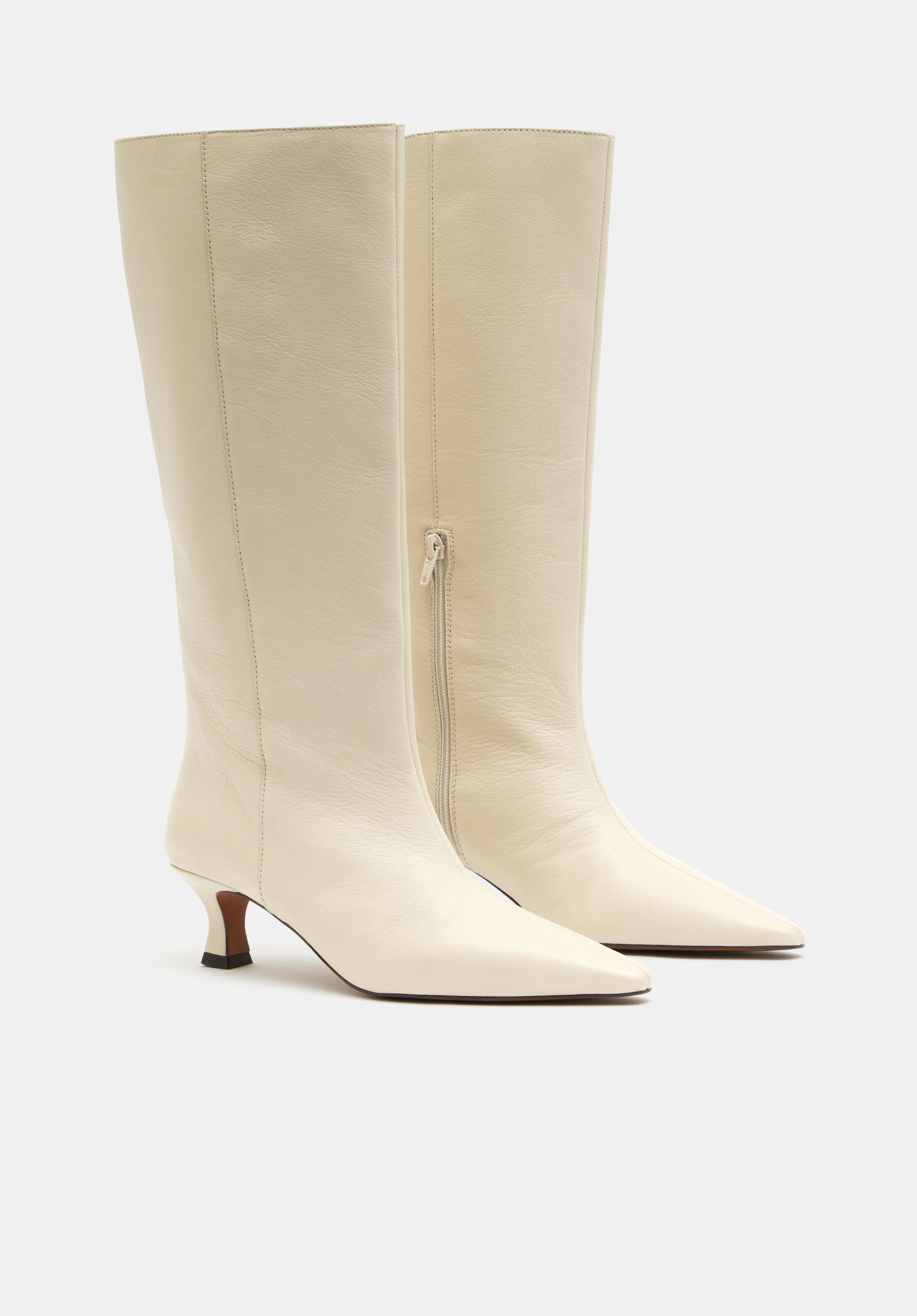 Katlynn Leather Kitten Heel Knee Boots | Hush UK