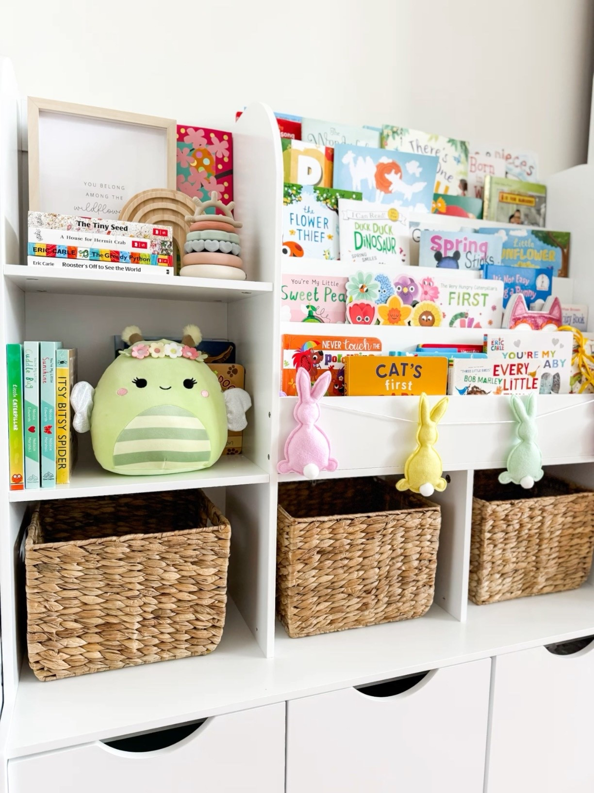 Spring toddler bookshelf. Put together a super cute spring library for the nursery 

#LTKKids #LTKmomlife #LTKBaby