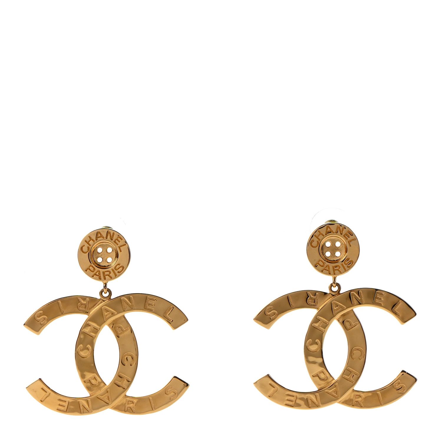CHANEL

Metal Large Paris Button Earrings Gold | Fashionphile