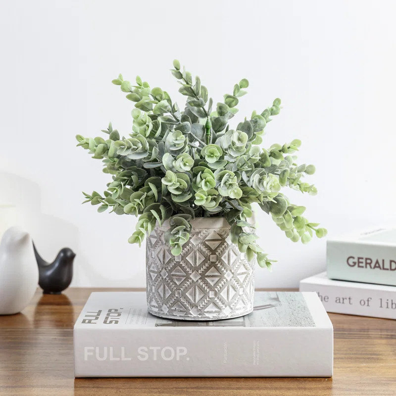 Primrue 8.9'' Faux Eucalyptus Plant in Cement Pot & Reviews | Wayfair | Wayfair North America