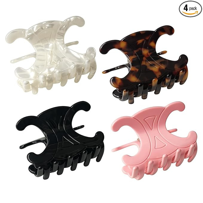Butterfly Hair Clips, 4 Pack Premium Acetate Hair Claw Clips for Women, Medium-Strong Hold for Th... | Amazon (US)