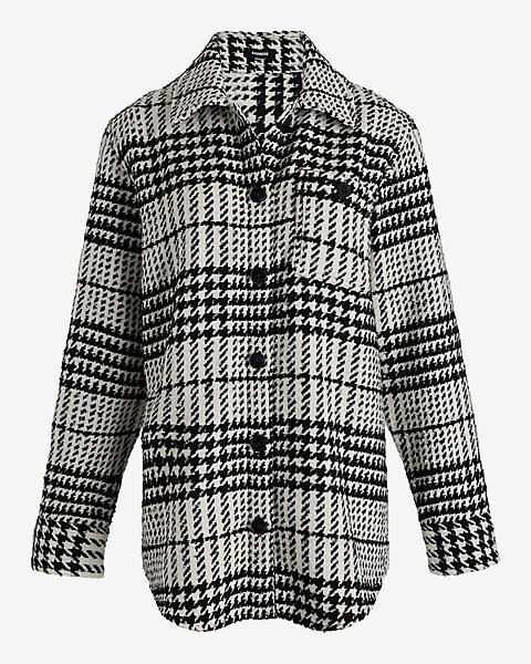 Tweed Houndstooth Oversized Shacket | Express