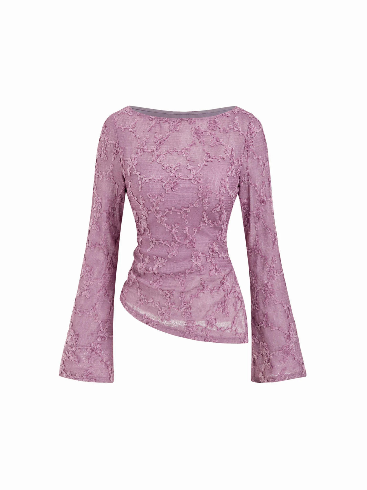 Knit Boat Neck Asymmetrical Hem Spilt Batwing Sleeve Top  CHF 32.90 | Cider