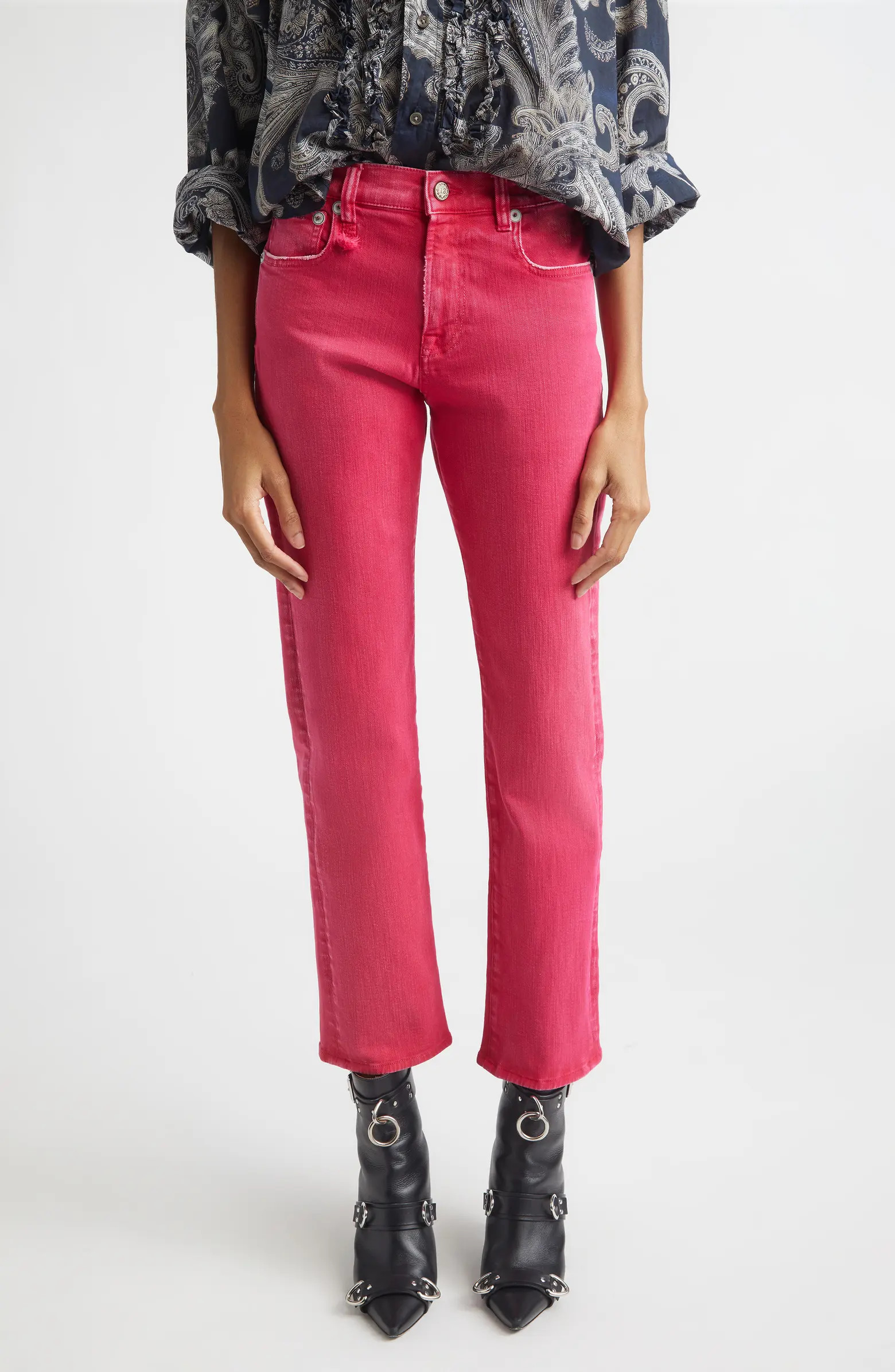 R13 Romeo Distressed Crop Slim Straight Leg Jeans | Nordstrom | Nordstrom