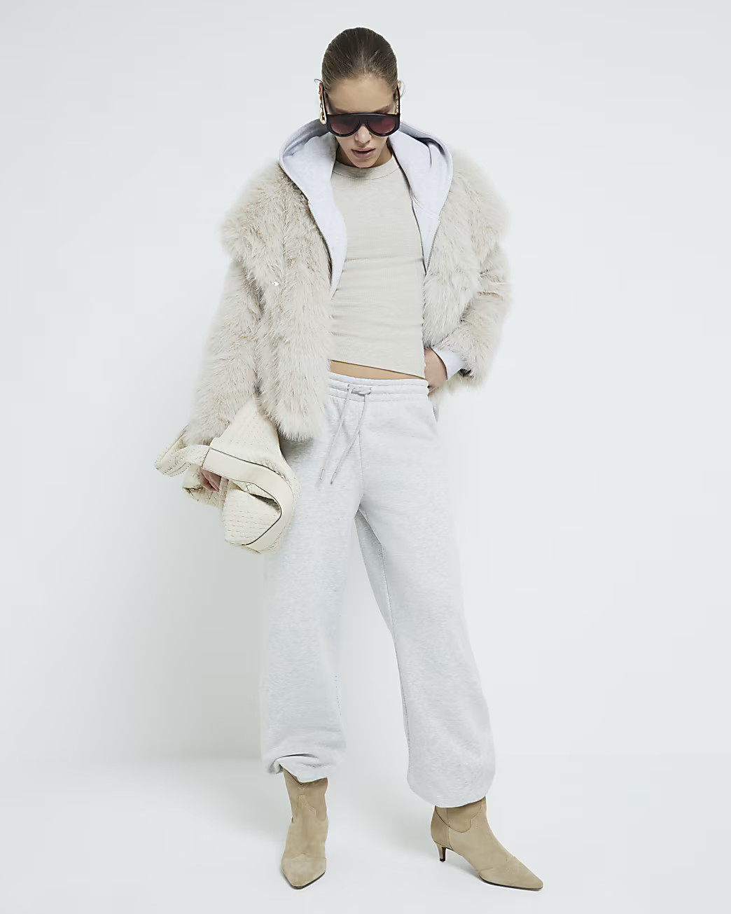 Cream Faux Fur Short Plush Jacket | River Island (UK & IE)