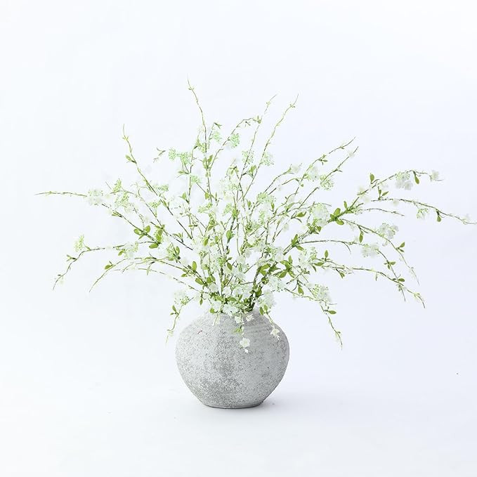 mizii 3Pcs 45" Artificial Cherry Blossom Branches White Fake Silk Cherry Blossoms Flowers with Lo... | Amazon (US)