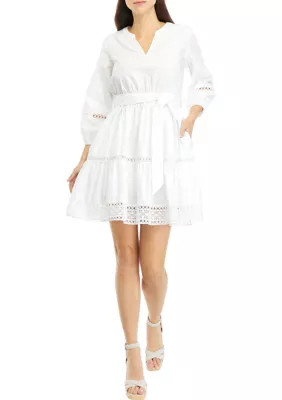 Wonderly Women's 3/4 Sleeve Inset Mini Dress | Belk