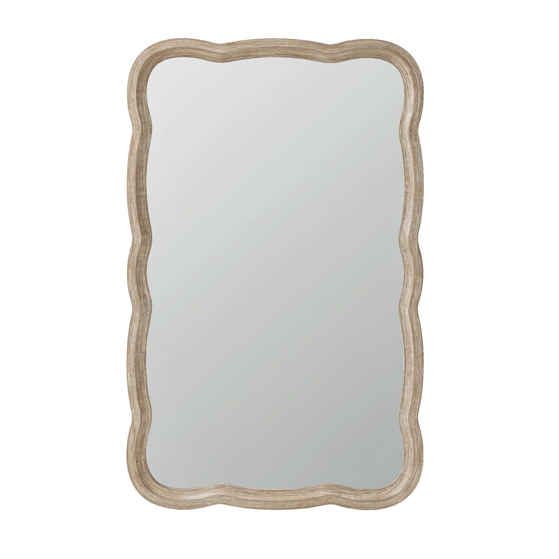 COZAYH Curved Wood Frame Accent Mirror, Farmhouse French Country Decorative Wall Mirror, Rectangl... | Walmart (US)