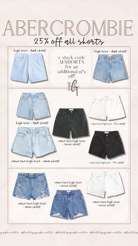 Abercrombie is having a MAJOR shorts sale this weekend 🤎🤌🏼 25% off all + a stackable code of AFSHORTS for 15% off making it 40% off🫢 PERFECT TIME TO STOCK UP!!! These are my favorites / ones I own & love or just ordered!

Sale alert / denim shorts / curve love / mom shorts / dad shorts / Holley Gabrielle 

#LTKFindsUnder100 #LTKSeasonal #LTKSaleAlert