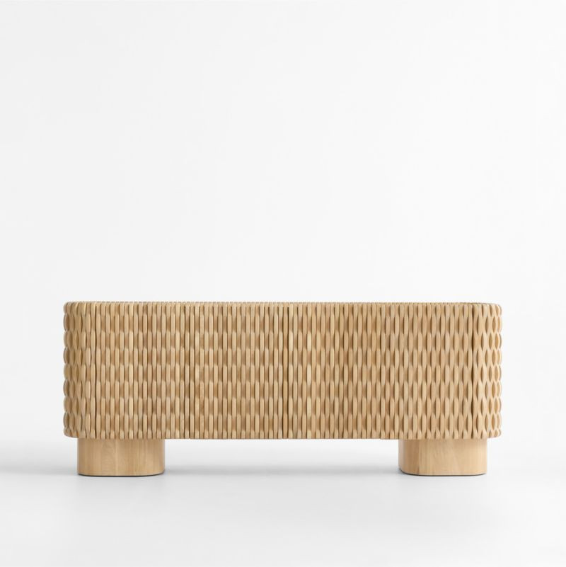 Esselen 78"" White Oak Storage Media Console | Crate & Barrel