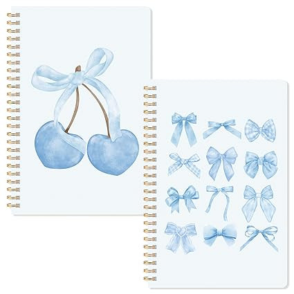 CNhoqc Lined Spiral Journal Notebook - 2pcs Blue Coquette Aesthetic Preppy Hardcover Spiral Bound... | Amazon (US)