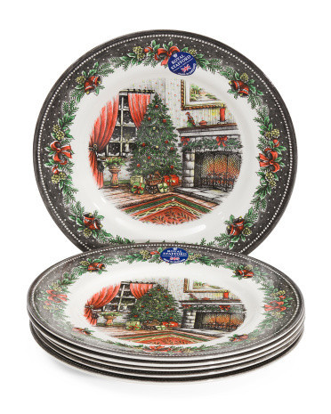 Set Of 6 Christmas Morning Dinner Plates | Marshalls