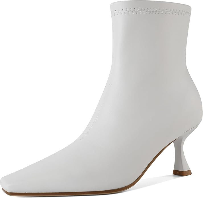 Zamikoo Ankle Boots for Women Low Heel Square Pointed Toe Stretch Kitten Heels Short Booties Side... | Amazon (US)