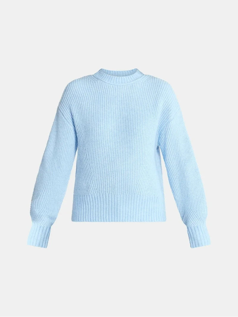 Time and Tru Women's Shaker Stitch Mock Neck Sweater, Midweight, Sizes XS-XXXL | Walmart (US)