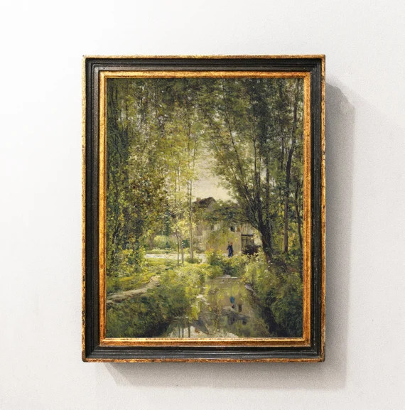 River Landscape Cottage Painting Rural Landscape Farmhouse | Etsy | Etsy (US)