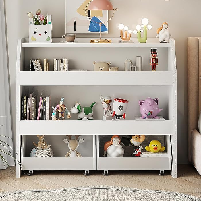 COZPAW Toy Storage Organizer, 3 Tier Montessori Shelf with Movable Bins, Toy Organizers Book Shel... | Amazon (US)