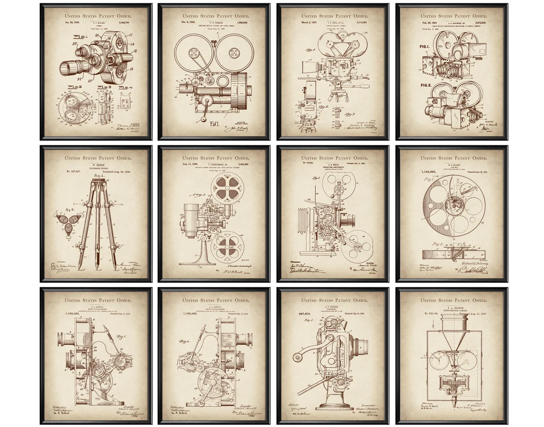 12 Vintage Film Movie Patent Art Cinema Patent Movie Camera Patent Home Cinema Room Decor Theater... | Etsy (US)