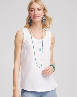 Women's Sleeveless Linen Tank Top in White | Chico's | Chico's