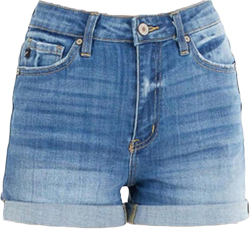 Women's Classic High Waist Denim Shorts Summer Casual Straight Jean Shorts Fashion Stretchy Rolle... | Amazon (US)