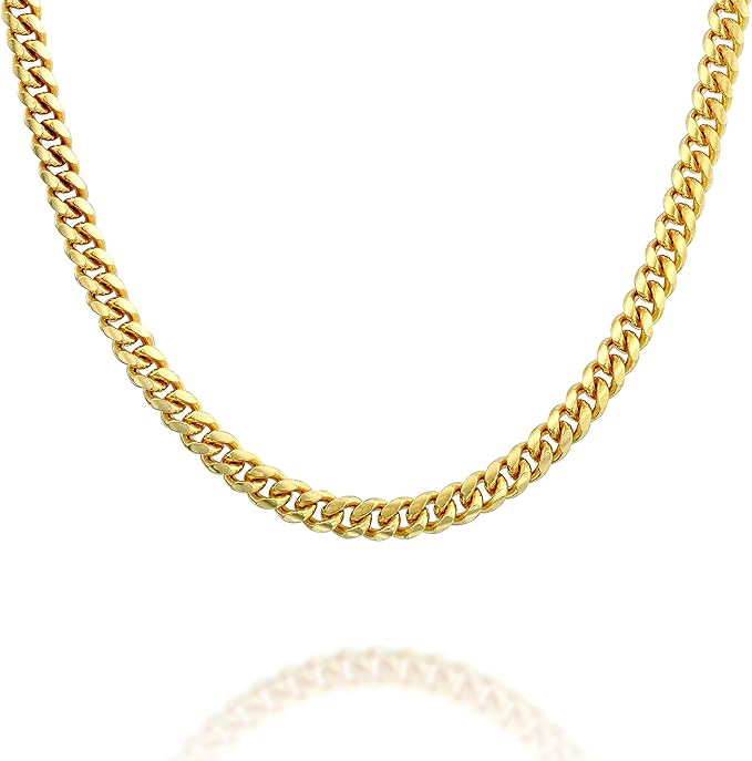 PAVOI Italian Solid 925 Sterling Silver, 22K Gold Plated Chain Necklaces | Snake, Square Box, Cab... | Amazon (US)