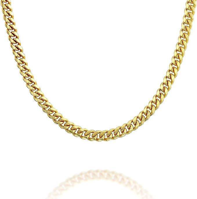PAVOI Italian Solid 925 Sterling Silver, 22K Gold Plated Chain Necklaces | Snake, Square Box, Cab... | Amazon (US)